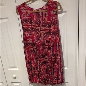 Free People Red and Pink Patterned Midi Dress